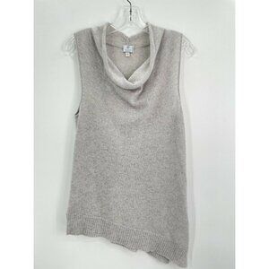 Heidi Says Cashmere Pullover Tank Top Sleeveless Solid Gray Cowl Neck Size M